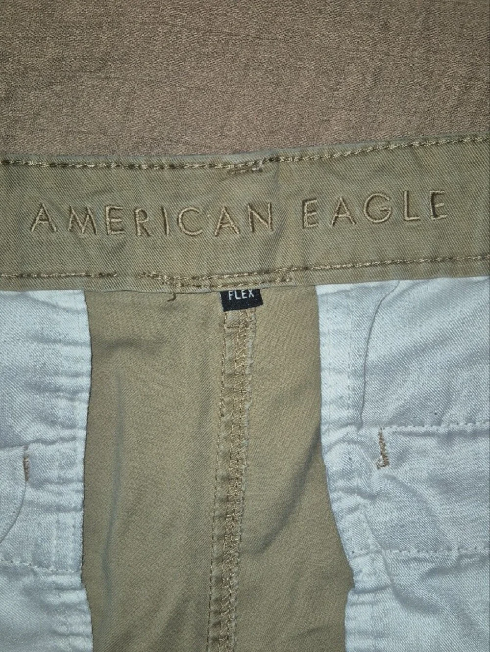 American Eagle Outfitters Men’s Olive-Tan Flat Front Shorts